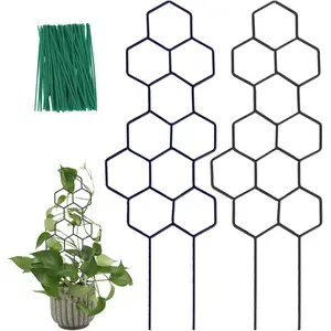 Small Trellis for Potted , 15.94 inch Metal  Trellis for Climbing  Indoor Pot Honeycomb Shape Lattice for Ivy Vines Hoya Houseplants Flower 2 Pack