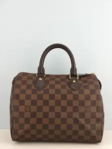 Pre-owned Damier Ebene coated canvas Clutches & Wristlets Louis Vuitton Speedy 25 Damier Ebène Canvas Bag【AA1137】