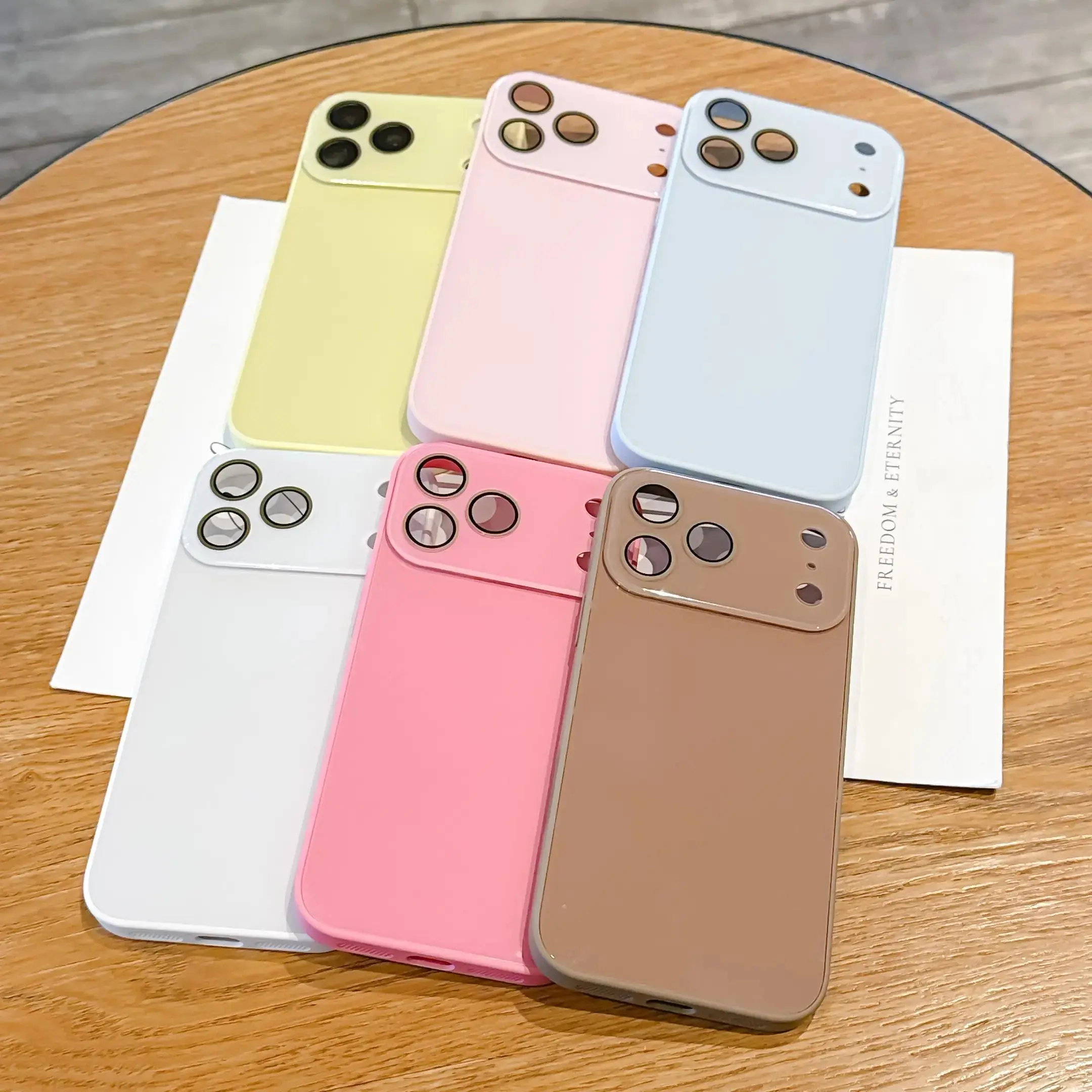 Luxury crystal texture mobile phone case, skin-feeling solid color mobile phone case suitable for iPhone17/16/15/14/13promax series, solid color mobile phone protective cover