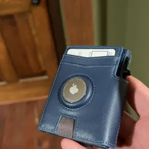 Men's Small Wallet Metal Automatic Card Holder ID Case Rfid Anti-Theft Credit Card Clip Airtag Compatible Lost Prevention Purse