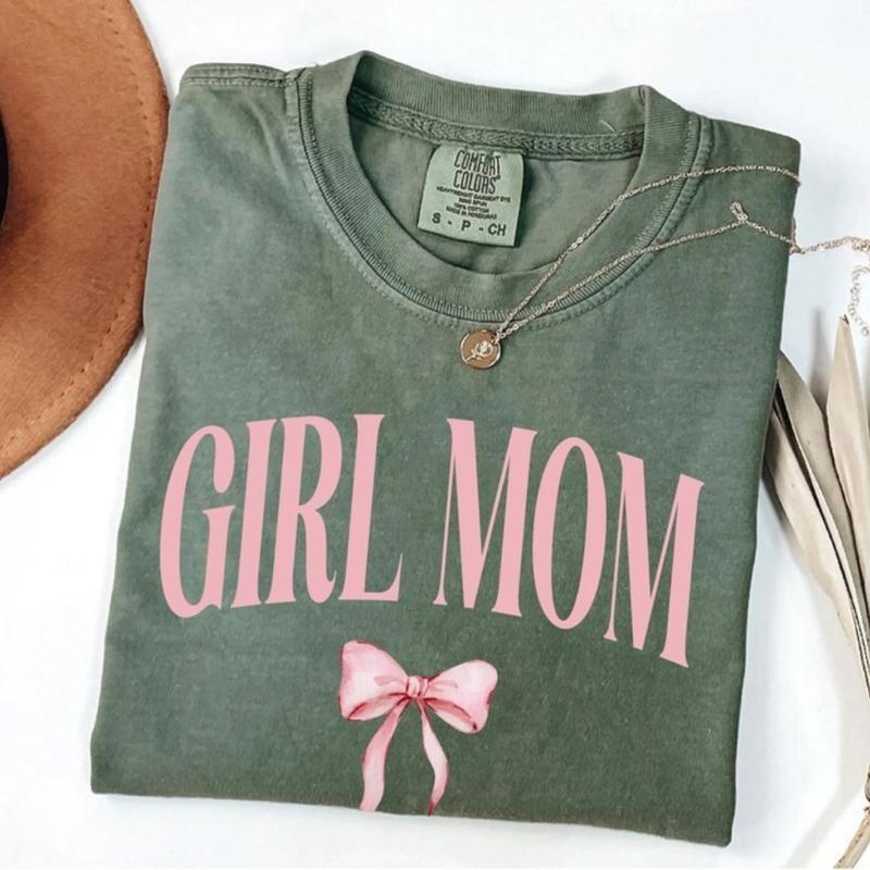 Comfort Colors Girl Mom T-Shirt, Coquette Girl Mom Pink TShirt, Gifts for Mothers Day, New Mama Tee, Girl Mama T-Shirt