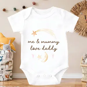 Me And Mummy Love Daddy Newborn Baby Onesie - Cute Cotton Short Sleeve Bodysuits | Soft One-Piece for Infants 0-24 Months | Everyday Essential for Spring & Summer Unisex Essential newborn Baby Clothes Cute appearance Cool wearing