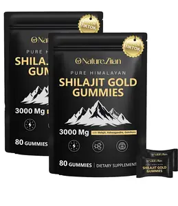 O NATURE ZIRAN Pure Himalayan Shilajit Gold Gummies 3000 Mg Rich in Ashwagandha Gokshura 85 Minerals Organic Zero Sugar Vegan 80 Count Dietary Supplements for Optimum Health Vitamin