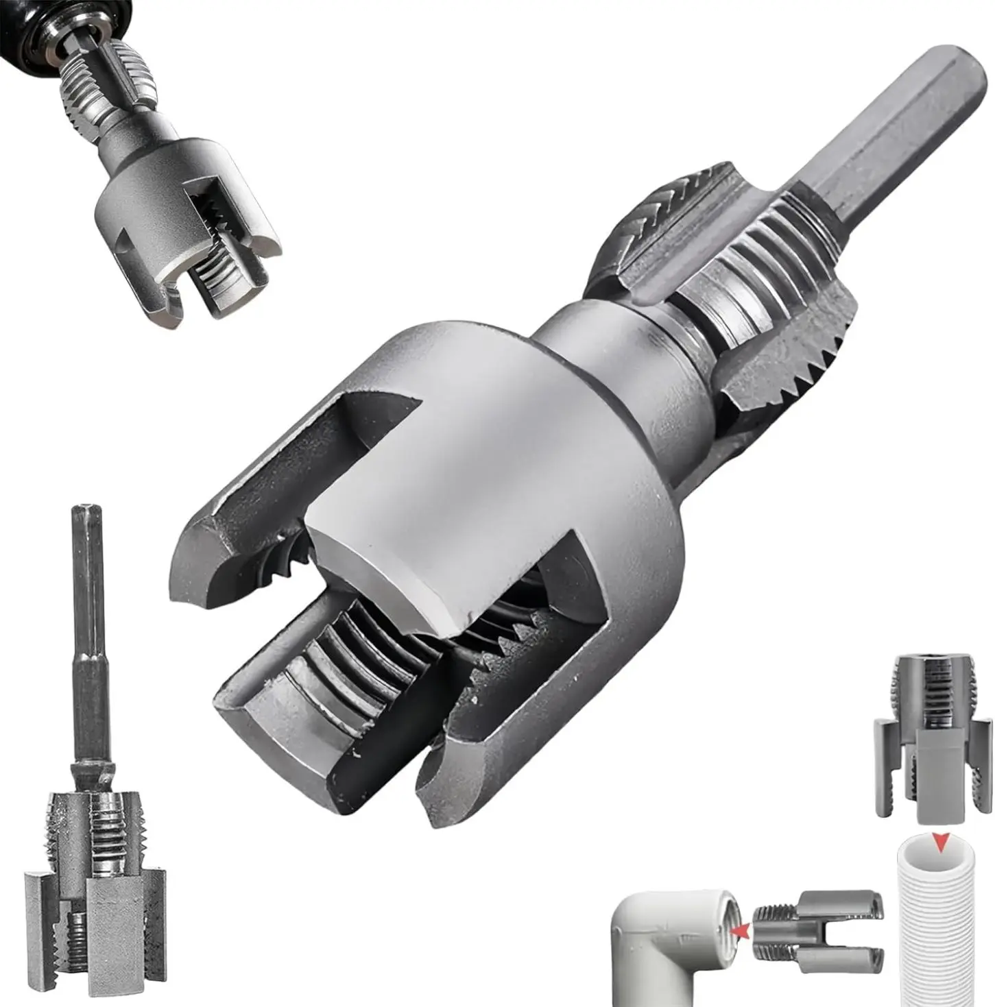 1/2'' 3/4'' PVC Pipe Thread Cutting Tool Integrated Internal & External Pipe Threading Tool Upgrade Pipe Thread Cutting Tool for Plumbing DIY Repairs
