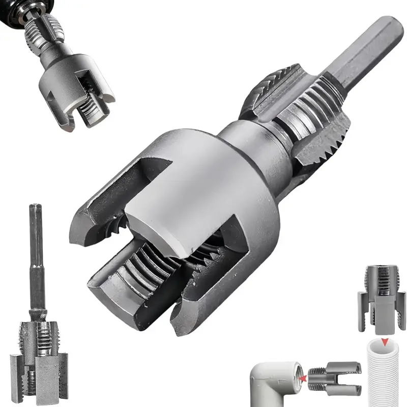 PVC Pipe Thread Cutting Tool - 1/2'' & 3/4'' Dual-Function Internal+External Threading Tool for PPR/PVC/MPP Fittings, Alloy Steel Drill-Mount, Ergonomic & Easy to Use, Clean Leak-Free Results, DIY Home Upgrades Plumbing Repairs