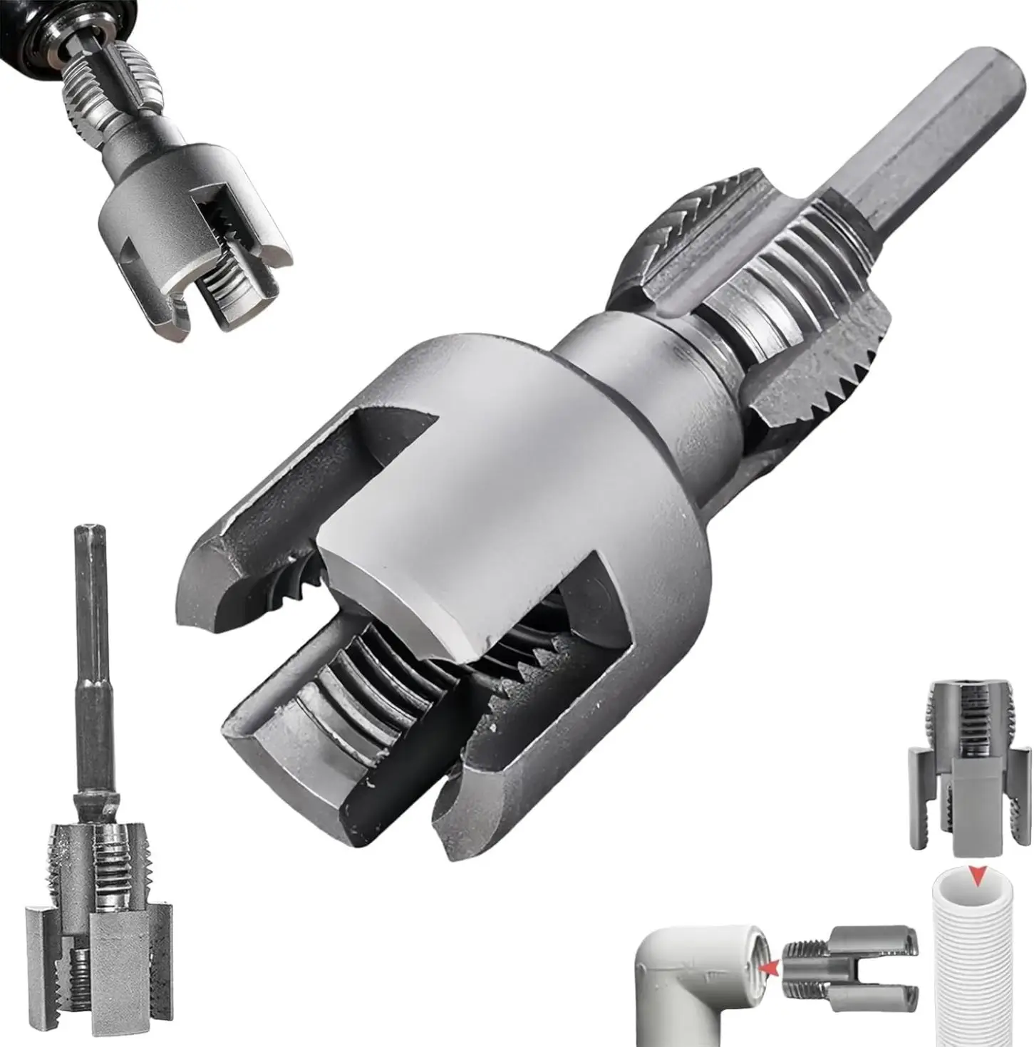 1/2'' 3/4'' PVC Pipe Thread Cutting Tool Integrated Internal & External Pipe Threading Tool Upgrade Pipe Thread Cutting Tool for Plumbing DIY Repairs