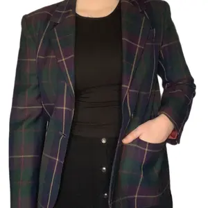Vintage Giraffe Plaid Blazer with pockets