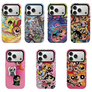 P0werpuff Gir1s Full Print cute Cartoon phone case , Double Layer Film Hard Cover, 90s Nostalgic Y2K Aesthetic Protective Case for iPhone 11-17 pro max  series and Samsung  S24-S26 series.Perfect for Her/Him Girly Phone Caseslovely   stylish  gift