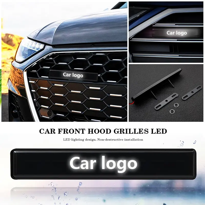 LED Front Grille Car Logo Light, Waterproof Illuminated Emblem Bar, Vehicle Exterior Decoration, Car Decorative Light, Enhance Your Car's Look, Led Lights For Car, Auto Decorative Light, Car Light Embellishments
