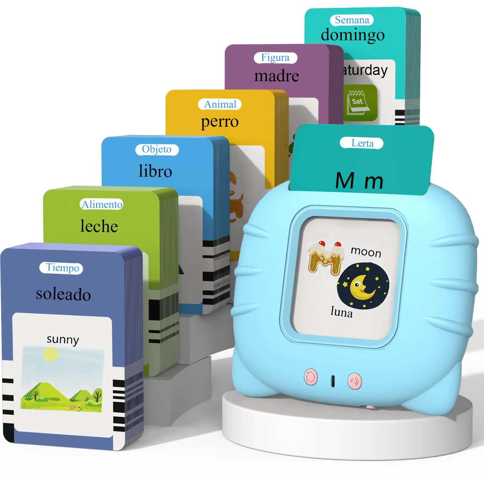 Bilingual Talking Flash Card, 510 Words Spanish & English Bilingual Talking Flash Card, Sensory Speech Audible Toys