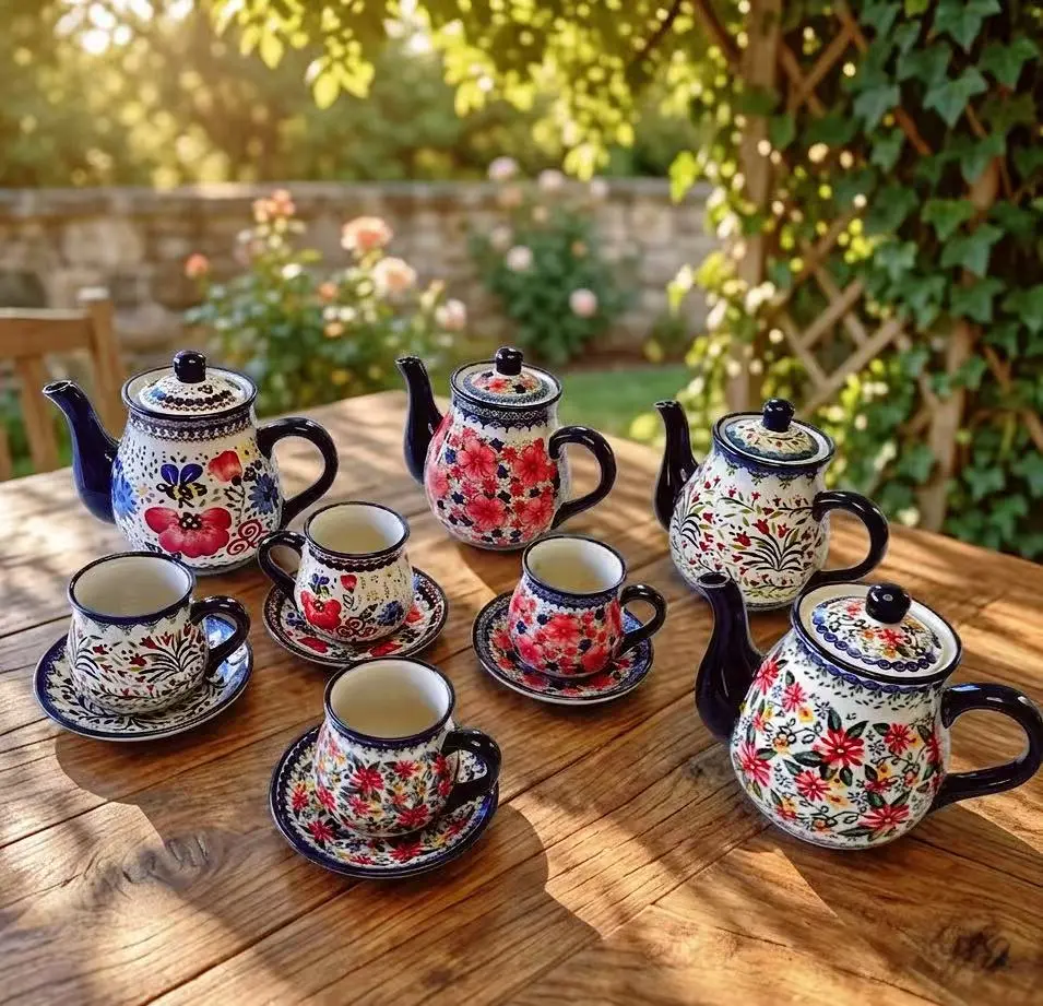 Vintage Ceramic Cold Water Kettle Multi-Functional Coffee Pot Tea Pot Home Exquisite Afternoon Tea Drinkware Set with Drinking Cups Coffee Cup & Saucer Kits Heat Resistant Kitchen Kettles & Jugs for Daily Use Party Leisure Drink Serving