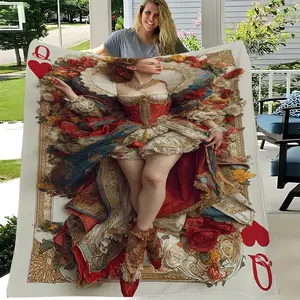 Vintage Elegant Court Style Women's Printed Blanket, Soft Comfortable Multi-Use Throw, Ideal for Bedroom, Sofa, Office, Outdoor, Perfect Gift