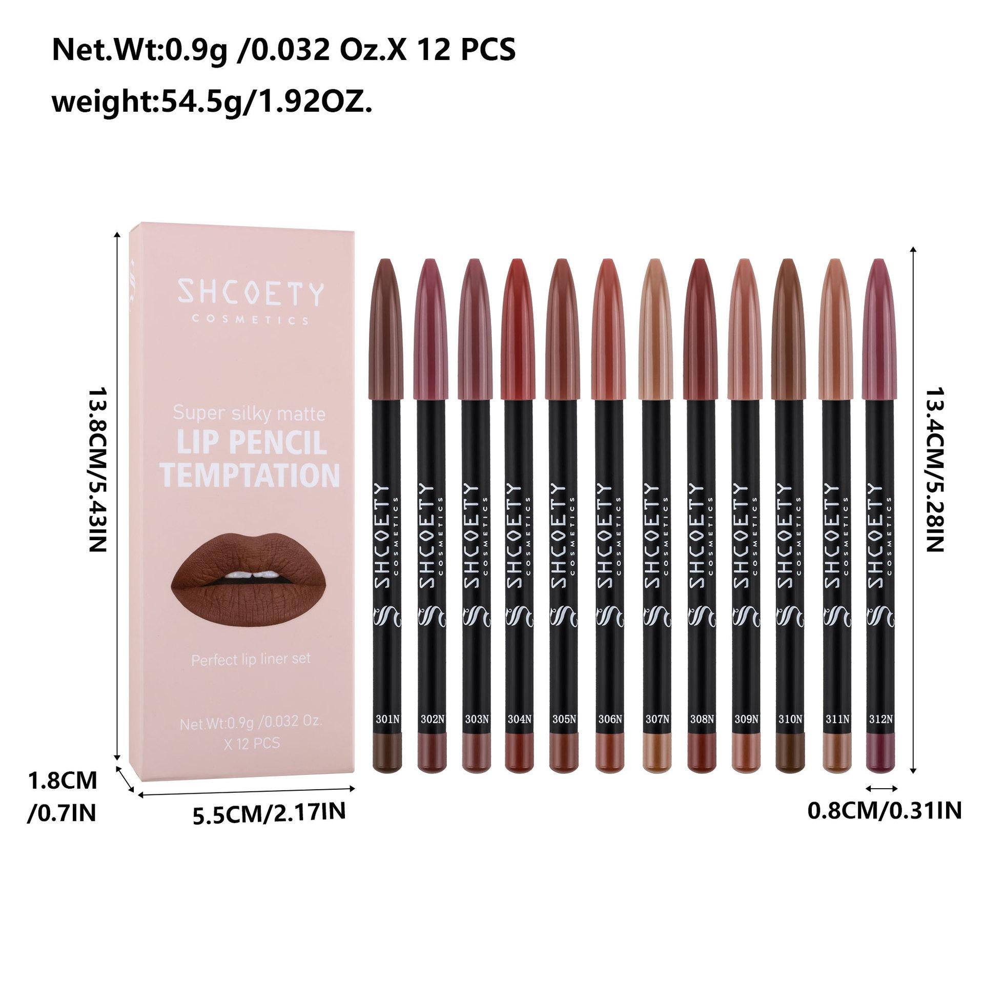 Long Lasting Matte Lip Liner Set, 12pcs/set Waterproof Lip Liner Pencil, Easy Coloring Lipstick Pen, Suitable for All Occasions Lip Makeup, Cosmetic Lip Liner Kit, Lip Liner Stain Peel