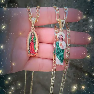 virgencita, sanjudas tadeo ,gold plated necklace