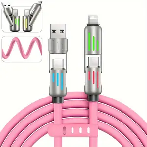 10PCS Exploring the Future of Charging: 4-in-1 USB C Data Cable with PD 5A Fast Charging, Breathable Design, Available in Black and Purple Electronic Charger