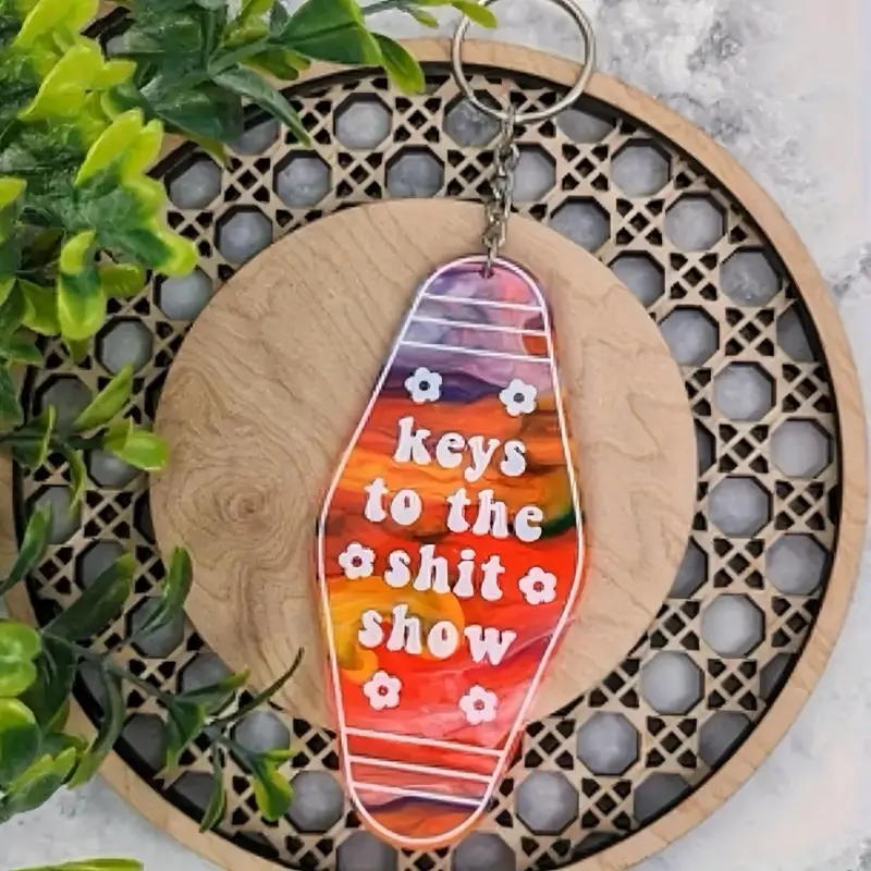 Keys to the Sh*t Show Keychain – Funny Retro Motel Tag for Car & House Keys