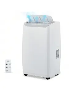 White   14000 BTU Dual Hose Portable Air Conditioner And Heater - Dehumidifier, Fan - For Rooms Up To 700 Sq. Ft - AC Unit (Only cooling) Body Temperature Decreases During Sleep Digital Remote Control