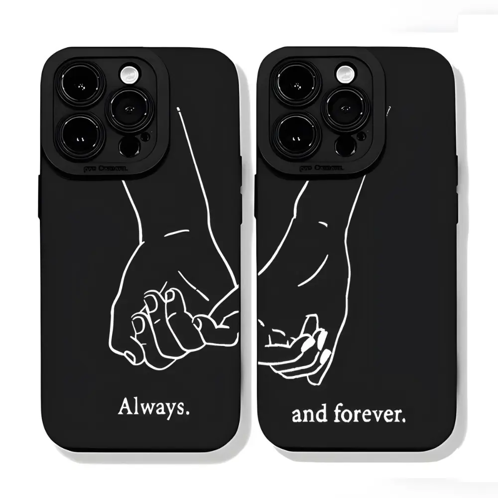 2 Piece Set Couple Phone Case, Line Holding Pattern Tpu Anti-Drop Soft Shell, Fits iPhone 11/12/13/14 Pro Max/15 Pro/16 Plus/16 Pro Max/17/17 Pro/17 Pro Max, Shockproof Phone Cover