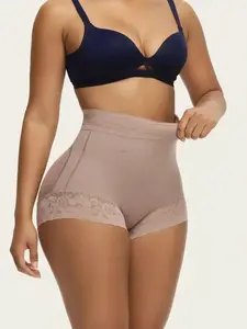 Women's Seamless High-Waist Fitted Shapewear Garment Set, Tummy Control & Waist Trainer Panties, Anti-Curl Gym Shorts, Casual All-Season Underwear