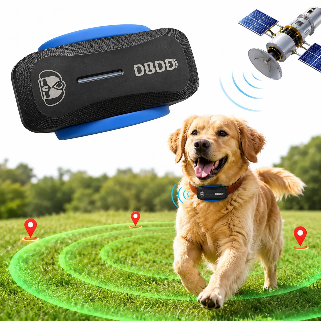【Summervibes】Dog GPS Wireless Fence & Tracker Collar Kit Set - GPS Sensor, Real-Time Tracking, Virtual Fence, Escape Alerts, Waterproof Safe, AI Health Vet Assistant, Family Sharing, Plastic Shell for Medium-Large Dogs