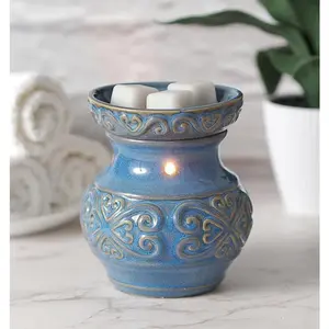 Blue Ceramic Electric Fragrance Warmer - 5 High, Compact Design for Wax Melts, Cubes, Essential Oils & Fragrance Oils, Safe & Efficient