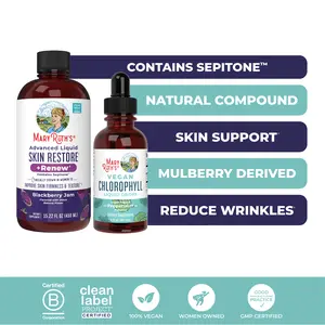 MaryRuth's Chlorophyll Drops + Advanced Liquid Skin Restore & Renew Bundle - Vegan Chlorophyll Liquid Drops 2 oz & Advanced Liquid Skin Restore & Renew 15.22 oz