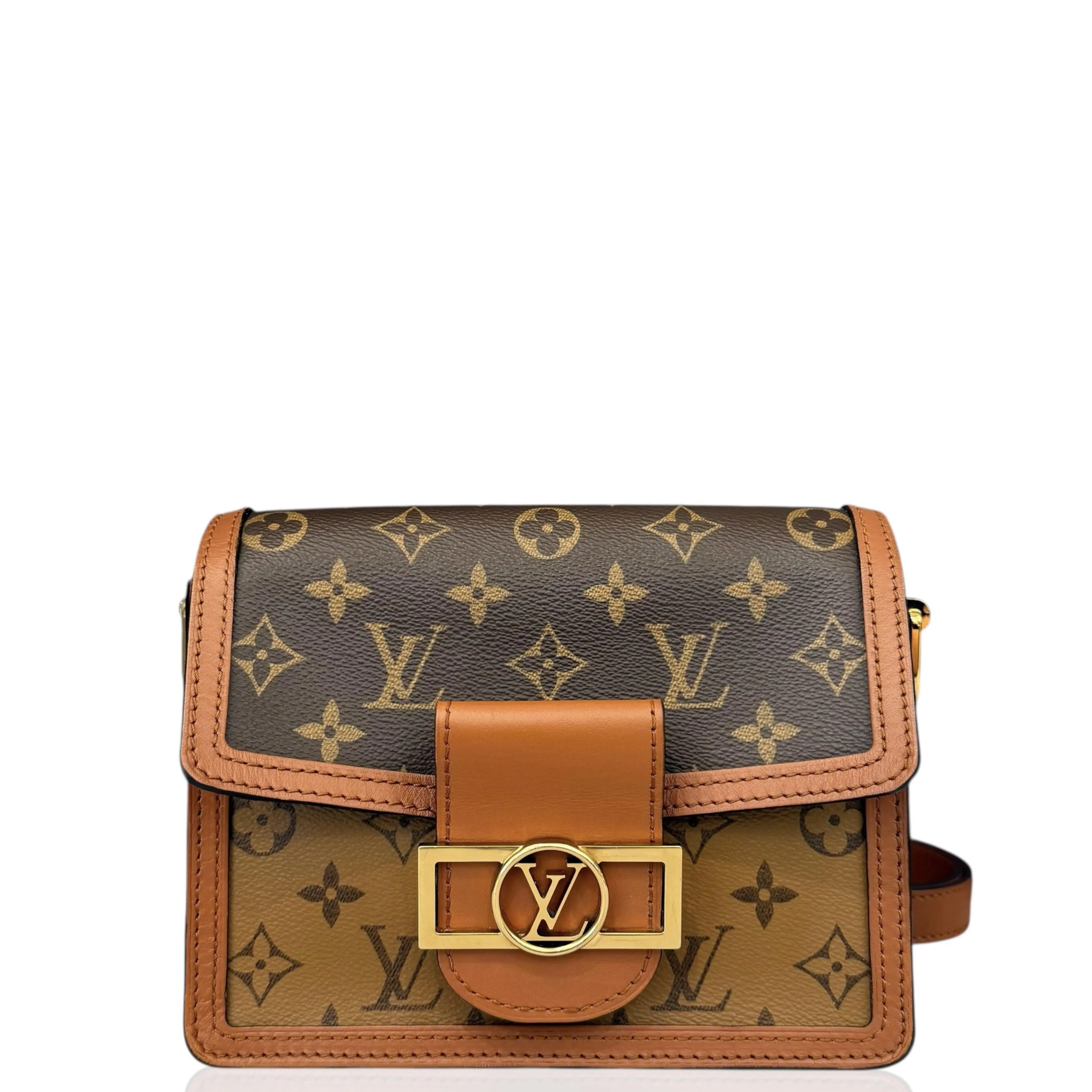 Pre-owned Louis Vuitton Leather tote bags Dauphine Mini Monogram Brown (mg011926d3)