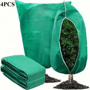 4pcs Winter Tree Protection Covers, Large Plant Frost Bags - Green Anti-Freeze Set for Trees and Shrubs, with Zipper & Drawstring Closure Suitable Outdoor Weather Conditions |   Garden Plants Care DL081229-13,
