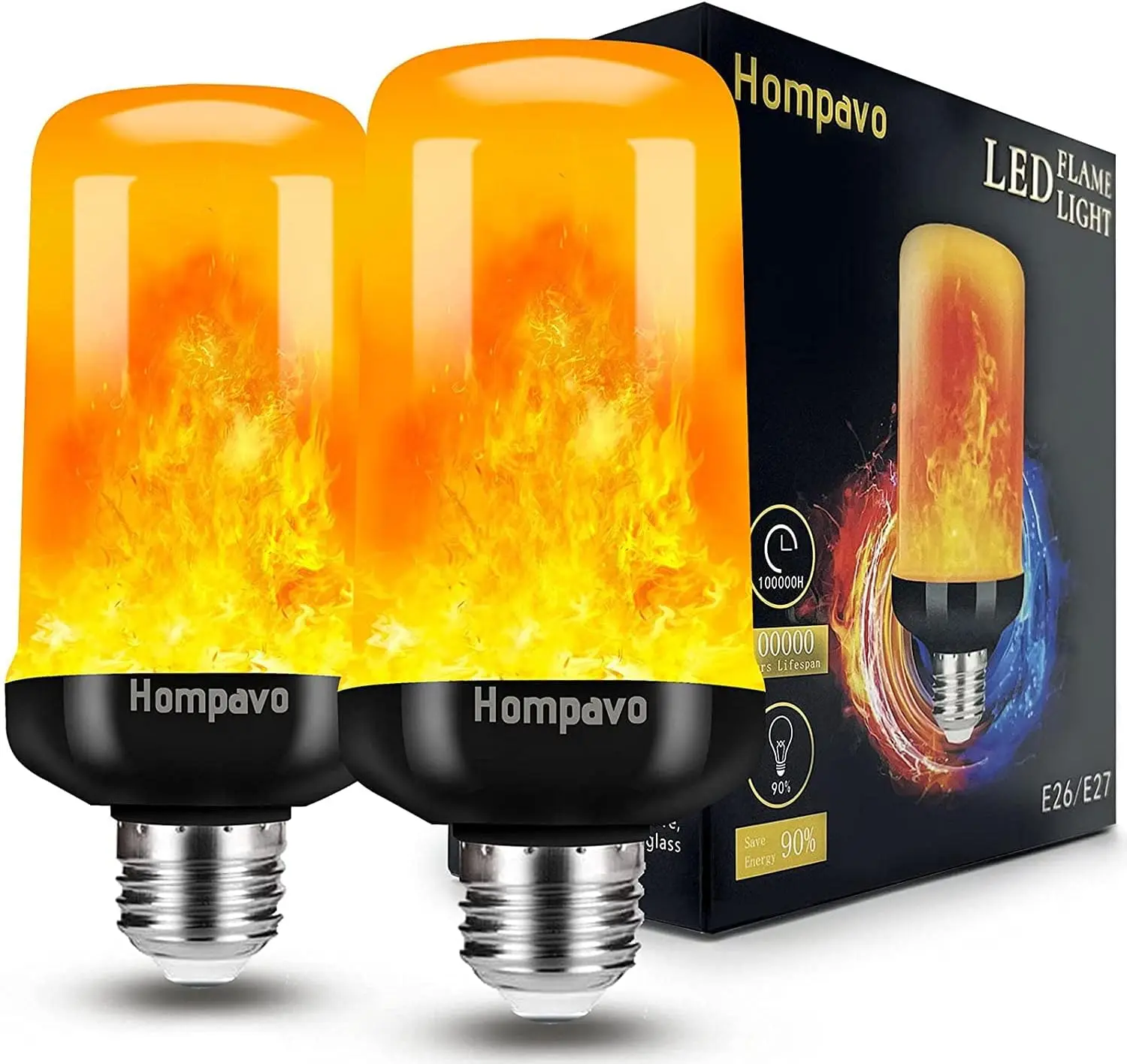 Hompavo 【Upgraded】 Flame Light Bulbs for Home Decor with Upside Down Effect | 4-Mode LED E26/E27 Flickering Light Bulbs for Halloween Christmas Party Patio Porch Indoor & Outdoor Decorations - 2