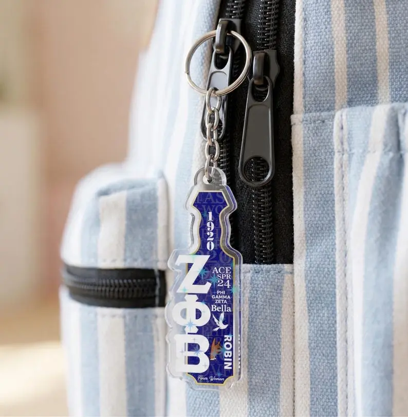 Personalized Zeta Phi Beta Paddle Key Chain, Custom Name Finer Woman Acrylic Keychain, Big Little Gifts, Cute Zeta 1920 Charm, Gift for Him Keychain, Keychain For Mom Gifts