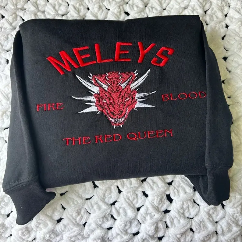 Meleys The Red Queen Embroidered Sweater, Dragon Sweatshirt, House of Dragon GOT Fire and Blood Hoodie