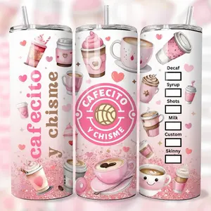 Cafecito y Chisme Tumbler - Elegant Bottle for Drinking with Classic Design - Drinkware