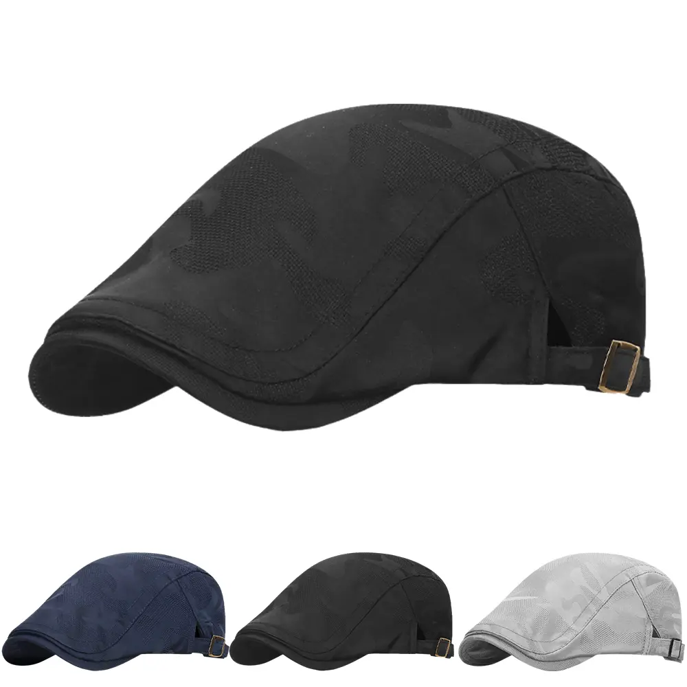 Unisex Retro Camouflage Casual Flat Cap - Quick-Dry, Breathable, Lightweight Hat with Adjustable Strap for Summer Outdoor Driving, Casual Hats