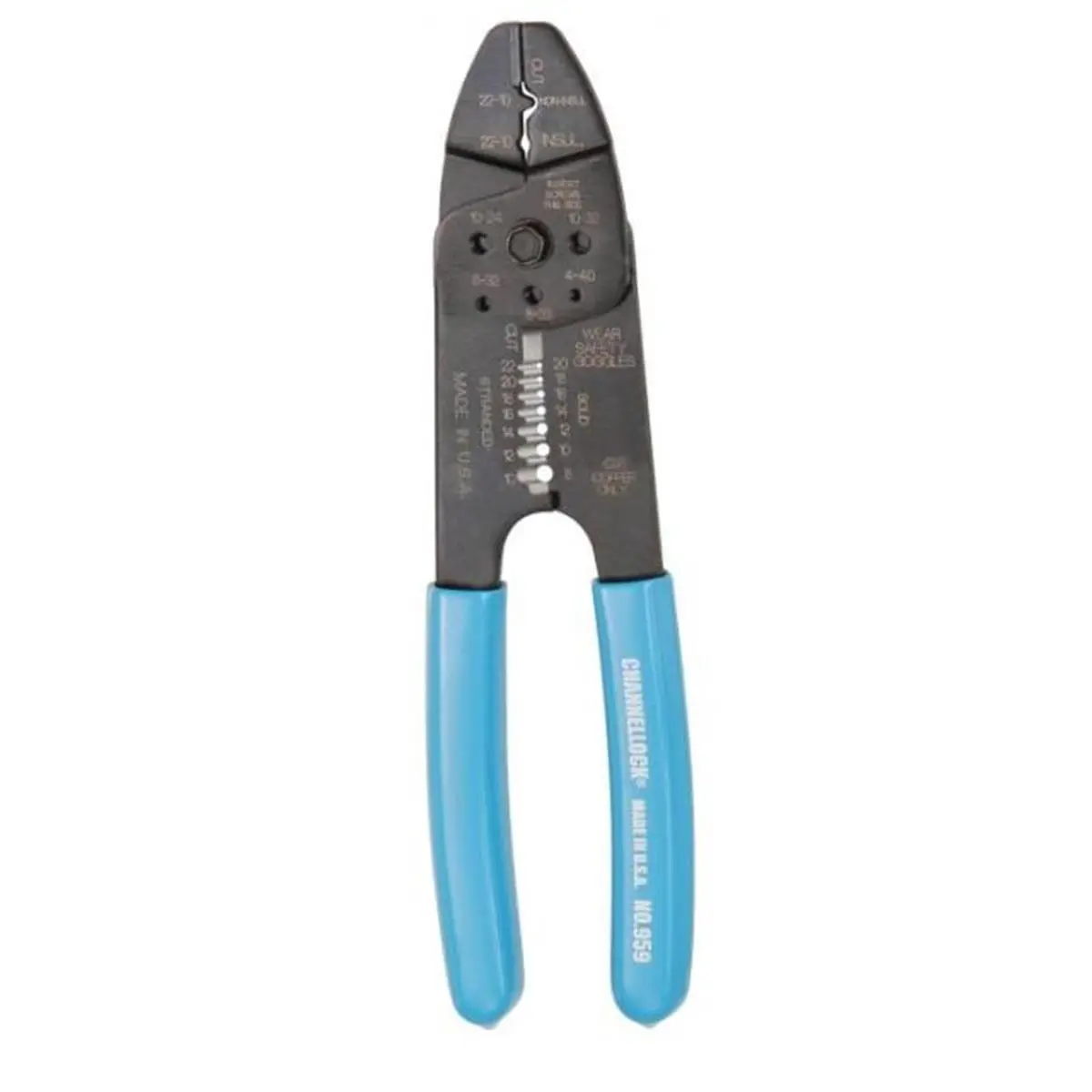 Channellock 8.5 in. Manual Wire Stripper-Crimper Tool, 0.34 lbs, Laser Marks, Precision Ground Cutters, Compatible with Insulated & Non-Insulated Terminals for Wire Stripping