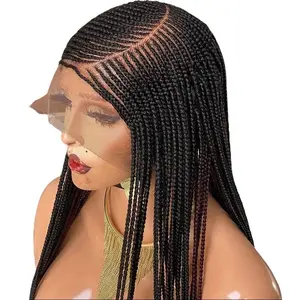 DOSAY Synthetic Side Part Cornrow Braids Wigs Knotless Full Lace Braided Wigs 36 inches Goddess Colored Burgundy Blonde Braids Wigs For Black Women