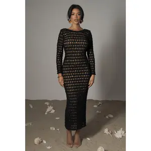 Black Serene Wonders Crochet Dress