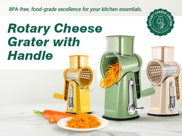 SUSTEAS Rotary Food Grater with Handle, Comes with 5 Well-Designed Blades and Strong Suction Cup Base, Comes with 1 Blade Storage Box Kitchen Vegetable Cutting Slicer Vegetable Cutter Utensils Green SUSTEAS Rotary Food Grater with Handle, Comes with 5 Well-Designed Blades and Strong Suction Cup Base, Comes with 1 Blade Storage Box Kitchen Vegetable Cutting Slicer Vegetable Cutter Utensils Green