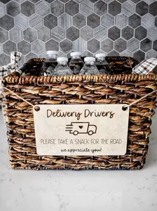 Delivery Driver Appreciation | Please Take A Snack for the Road | We appreciate You Deliver Drivers | Porch | Delivery Driver Sign | Front Porch Delivery Driver Appreciation Sign, Laser Engraved Wood Thank You Sign, Package Delivery Appreciation thankyou