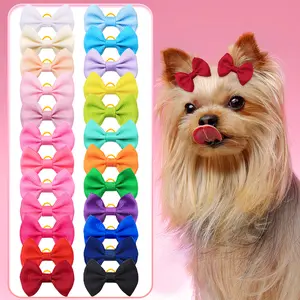 60pcs Solid Color Dog Hair Bows!  Cute Patterns & Pet Accessories for Small Dogs & Cats. Funny Pet Dog Products for Puppy Grooming & Holiday Glow Up. High-quality Hair Accessory with Rubber Bands for Yorkie, Cat & Bunny. Bulk Daily Styling Bow