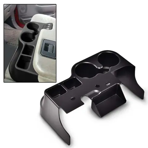 CROSSDESIGN Plastic Car Console Organizer with Cup Holders, Snap-Fit Mount Pad & 1 Pad Replacement, Truck Accessory for 1999-2001 Ford F-250-F-550 Super Duty, Textured Surface, Snaps Into Place, Aligns with Factory Holes, Easy to Maintain & Clean
