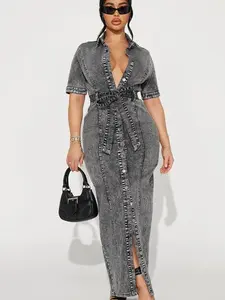 Kara Denim Maxi Dress - Dark Wash, Casual Style, Suitable for Women, Ideal for Outdoor Activities - Womenswear