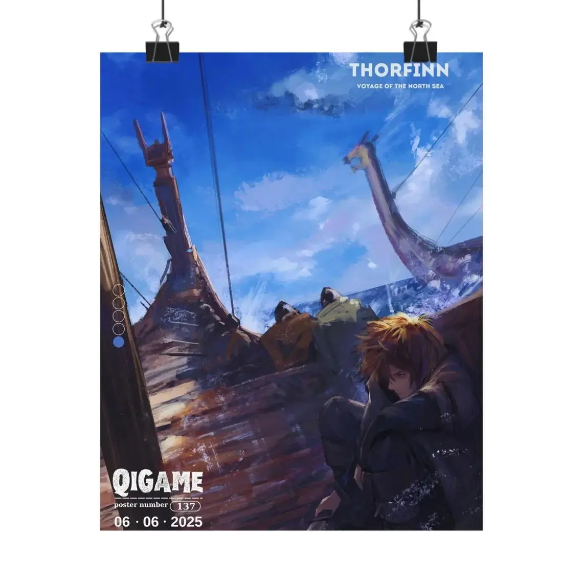 Thorfinn Viking Ship Journey Wall Art, Vinland Saga Poster, Anime Manga Adventure Prints, Ocean Voyage Scene Without Framed