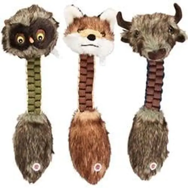 Furzz Braided Plush Dog Toy - Assorted Colors - 13 in. - Durable & Fun