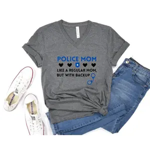 Police Mom: A Unique Mom with Support, Law Enforcement Apparel, Proud Supporter of Police, Backing the Blue, Thin Blue Line Clothing for Law Enforcement Families