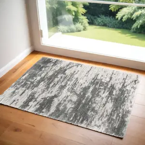 212 MAIN 4 x 6 ft. Abstract Soft Shaggy Stain Resistant Rectangle Area Rug, Charcoal & Ivory (Model 550613), Soft Shaggy Rug, Stain Resistant Rug