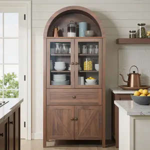 Dome Cabinet Walnut High-Quality Materials Antique Craftsmanship Large Storage Space Versatile Design Multi-Functional Arch Design