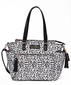 White Elm Gemini Convertible Backpack - Leopard Print, Adjustable Straps, Top Handle, Versatile Design