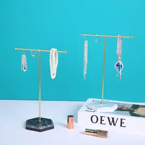 Metal T-Shaped Jewelry Stand, Shop Counter Desktop Display, Necklace Earring Storage, Simple Iron Craft, Valentine's Day Gift