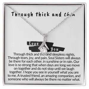 Through thick and thin necklace thick and thin ups and downs best friend gift jewelry long distance friends forever tribe best gifts for her jewelry present bestie gift Pendant Necklace female student bff gift