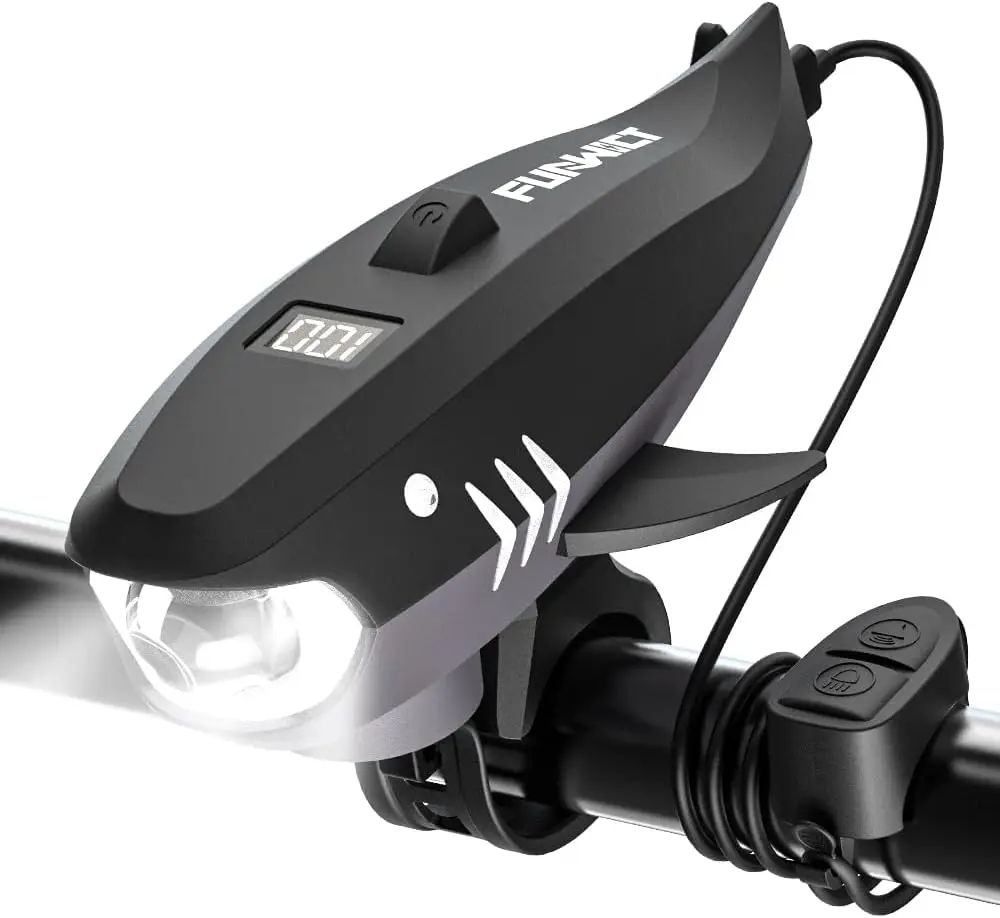 Kids 2-in-1 Electric Bike Horn and Headlight for Bicycles and Scooters, 400 Lumen, 3 Light Modes, USB Type-C Rechargeable, Handlebar Mount